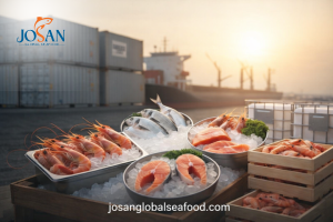 Premium seafood exporter from Indonesia supplying frozen fish, shrimp, squid, crab, and shellfish for global markets
